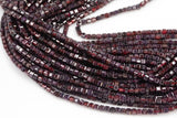 Natural Garnet Faceted Cube Beads Size 4mm 15.5" Strand