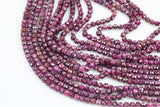 Natural Ruby Faceted Cube Beads Size 4mm 15.5" Strand