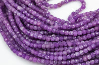 Natural Lepidolite Faceted Cube Beads Size 4mm 15.5" Strand