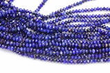 Natural Sodalite Beads Full Strands-15.5 inches- Nice Size Hole- Diamond Cutting, High Facets- Nice and Sparkly- Faceted Rondelle-6mm