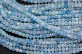 Natural Aquamarine Faceted Cube Beads Size 4mm 15.5" Strand