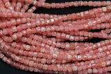 Natural Argentinian Rhodochrosite Faceted Cube Beads Size 4mm 15.5" Strand