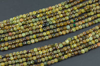 Natural Green Garnet Faceted Cube Beads Size 4mm 15.5" Strand