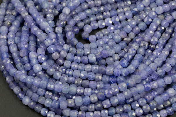 Natural Tanzanite Faceted Cube Beads Size 4mm 15.5" Strand