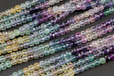 Natural Rainbow Fluorite Faceted Cube Beads Size 4mm 15.5" Strand