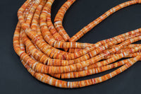 Natural Spiney Oyster Heishi Roundel Beads Size 4-10mm- Slightly Graduated 15.5" Strand