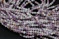 Natural Lepidolite Full Strands-15.5 inches-3mm- Nice Size Hole- Diamond Cutting, High Facets- Nice and Sparkly- Faceted Round