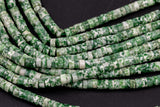 Green Spot Jasper Heishi Discs Beads 2x4mm 3x6mm 15.5" Strand