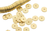 18K Brushed Gold Gold Plated Copper gold flat disc beads spacers - Brushed Disk heishi rondelle spacers beads jewelry making - 220 beads