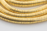 18K Brushed Gold Gold Plated Copper gold flat disc beads spacers - Brushed Disk heishi rondelle spacers beads jewelry making - 220 beads