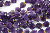 AAA Natural Amethyst Faceted Heart Beads 12mm Gemstone 15.5" Strand