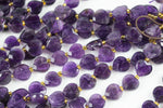 AAA Natural Amethyst Faceted Heart Beads 12mm Gemstone 15.5" Strand