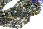 AAA Natural Labradorite Faceted Heart Beads 12mm Gemstone 15.5" Strand