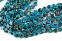 AAA Natural Apatite Faceted Heart Beads 12mm Gemstone 15.5" Strand