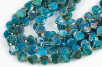 AAA Natural Apatite Faceted Heart Beads 12mm Gemstone 15.5" Strand