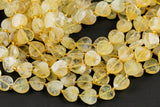 AAA Natural Citrine Faceted Heart Beads 12mm Gemstone 15.5" Strand