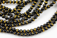 Hand Carved Dragon Round Onyx Beads. A Quality -Full Strand 15.5 inch Strand- Black