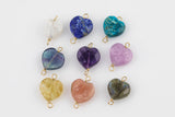 USA Gold Filled Permanent Jewelry Faceted Gemstone Heart Connector or Charm- 1420 Gold Filled or 925 Sterling Silver- 12mm