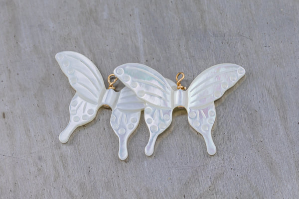 USA Gold Filled Permanent Jewelry Connectors Hand Carved Mother of Pearl Butterfly Charm or Connector-20x28mm
