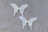 USA Gold Filled Permanent Jewelry Connectors Hand Carved Mother of Pearl Butterfly Charm or Connector-20x28mm