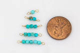 Gold filled or Sterling Silver Clear Permanent Jewelry Connectors- Cube Turquiose- 3mm or 4mm