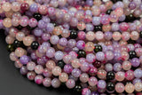 Rare Natural Pink Purple Flower Lepidolite 6mm 8mm Round Beads