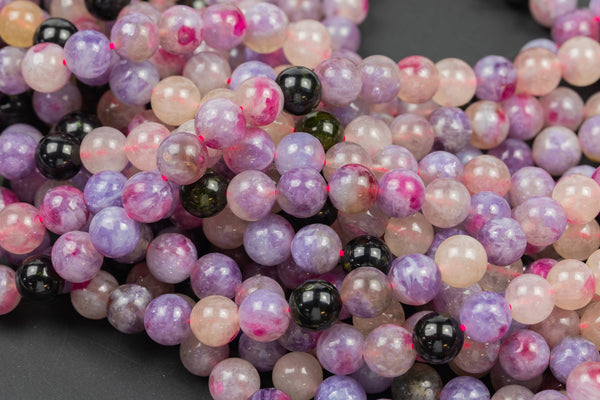 Rare Natural Pink Purple Flower Lepidolite 6mm 8mm Round Beads