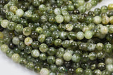 Natural Olive Moonstone Round Beads 6mm and 8mm Green Gemstone 15.5" Strand