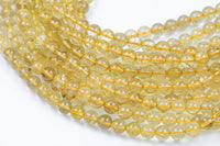 Natural Golden Rutilated Quartz, High Quality in Round- 6mm, 8mm 10mm, 12mm, 14mm, 16mm- AA High Quality! AAA Quality Gemstone Beads