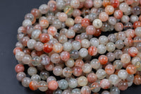 Natural Flower Sunstone Pink Moonstone Beads High Quality in Round- 4mm, 6mm, 8mm, 10mm, 12mm- Beautiful Light Color 15.5 - 16" AAA Quality