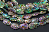 Natural Abalone Beads Puffy Oval Freeform Free Form Shape Beads. A Quality 15.5 inch strand