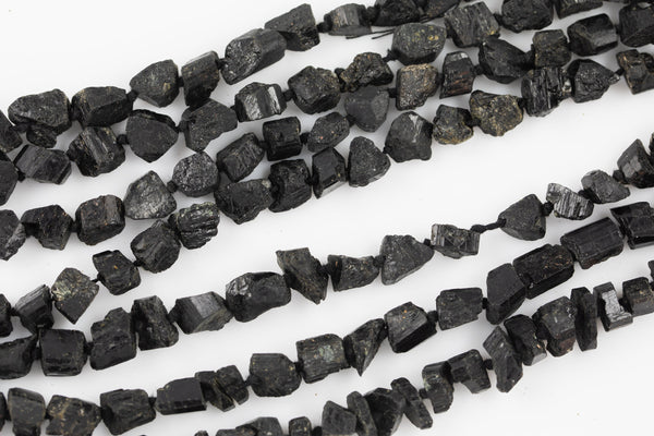 Natural Black Tourmaline Freeform - Approximately 10mm - Full 15.5 inch strand