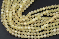 Yellow Selenite Beads Round Beads 6mm 8mm 10mm High Quality Real Genuine Selenite Gemstone 15.5" Strand Gemstone Beads