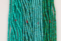 Blue Turquoise, High Quality in Faceted Roundel 4mm and 6mm- Full 15.5 Inch strand AAA Quality Gemstone Beads