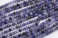 Natural Iolite Beads Full Strands-15.5 inches- Nice Size Hole- Diamond Cutting, High Facets- Nice and Sparkly- Faceted Rondelle