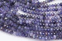 Natural Iolite Beads Full Strands-15.5 inches- Nice Size Hole- Diamond Cutting, High Facets- Nice and Sparkly- Faceted Rondelle