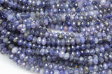 Natural Iolite Beads Full Strands-15.5 inches- Nice Size Hole- Diamond Cutting, High Facets- Nice and Sparkly- Faceted Rondelle