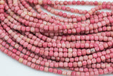 Rhodonite Faceted Cube Beads Size 4mm 15.5" Strand