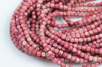 Rhodonite Faceted Cube Beads Size 4mm 15.5" Strand