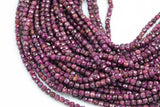 Natural Ruby Faceted Cube Beads Size 4mm 15.5" Strand