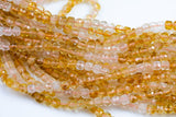 Natural Umbre Colored Citrine Faceted Cube Beads Size 4mm 15.5" Strand