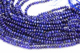 Natural Sodalite Beads Full Strands-15.5 inches- Nice Size Hole- Diamond Cutting, High Facets- Nice and Sparkly- Faceted Rondelle-6mm