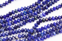 Natural Sodalite Beads Full Strands-15.5 inches- Nice Size Hole- Diamond Cutting, High Facets- Nice and Sparkly- Faceted Rondelle-6mm