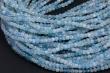 Natural Aquamarine Faceted Cube Beads Size 4mm 15.5" Strand