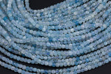 Natural Aquamarine Faceted Cube Beads Size 4mm 15.5" Strand