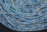 Natural Aquamarine Faceted Cube Beads Size 4mm 15.5" Strand