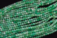 Natural Chrysoprase Faceted Cube Beads Size 4mm 15.5" Strand