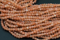 Natural Sunstone Faceted Cube Beads Size 4mm 15.5" Strand