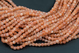 Natural Sunstone Faceted Cube Beads Size 4mm 15.5" Strand