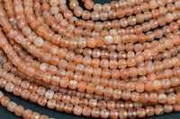 Natural Sunstone Faceted Cube Beads Size 4mm 15.5" Strand